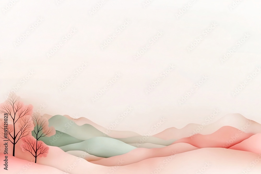 Aufkleber serene pastel landscape with elegant minimalist gradient design and impressionist influence smooth c