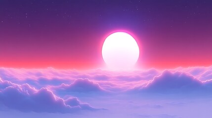 Fototapeta premium Pink Sunset Over a Sea of Clouds and Stars