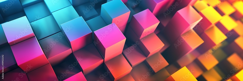 Aufkleber vibrant abstract background of colorful 3d cubes in a wave pattern. dynamic geometric design in blue