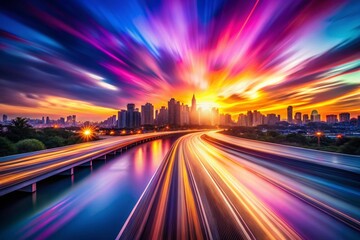 Obraz premium Ultra Violet Gradient Blurred Motion: HD Panoramic Desktop Wallpaper