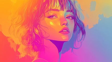 Vibrant Portrait of a Woman with Short Hair