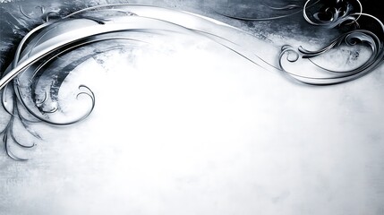 Elegant Silver Floral Design on White Background