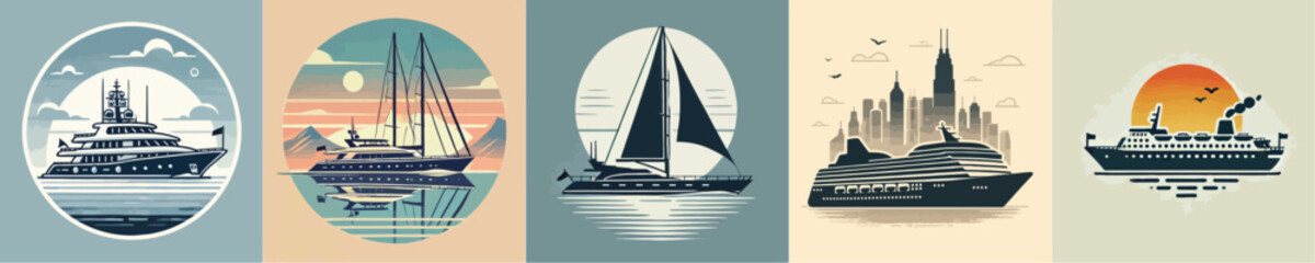 Vector collection of small sailing ships © ngentutgajah