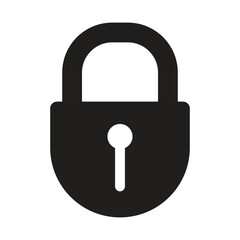 Black silhouette of closed padlock - security icon. Vector illustration isolated on white background