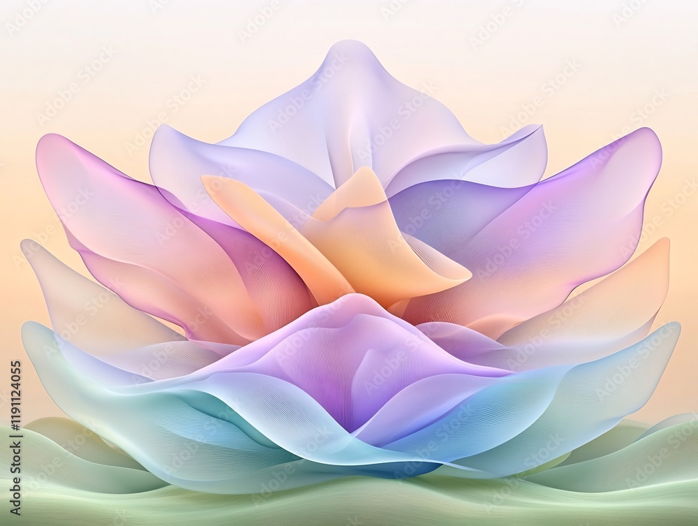 Aufkleber calming abstract image with a delicate arrangement of flowing curved shapes pastel toned ethereal sh