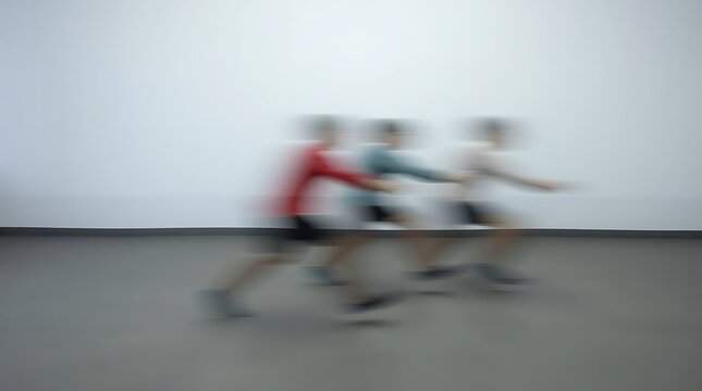 Dynamic motion blur soft diffused light simple objects on plain background subtle illumination blurred lines action poses