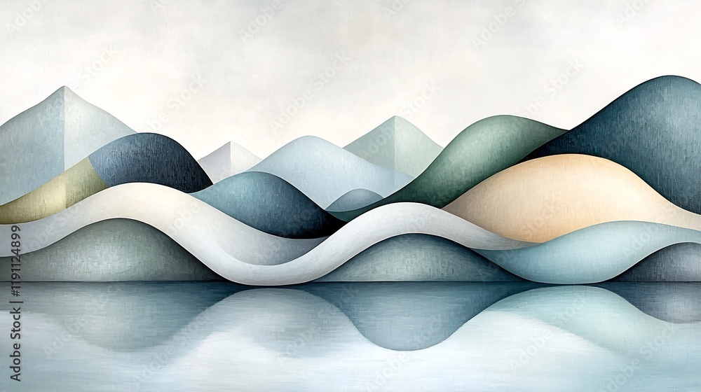 Poster serene abstract composition featuring flowing organic lines and delicate intertwining forms in soft 