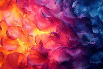 Vibrant Abstract Floral Texture with Mixed Colors of Orange, Pink, Purple, and Blue Creating a Lively and Energetic Background Design for Creative Projects