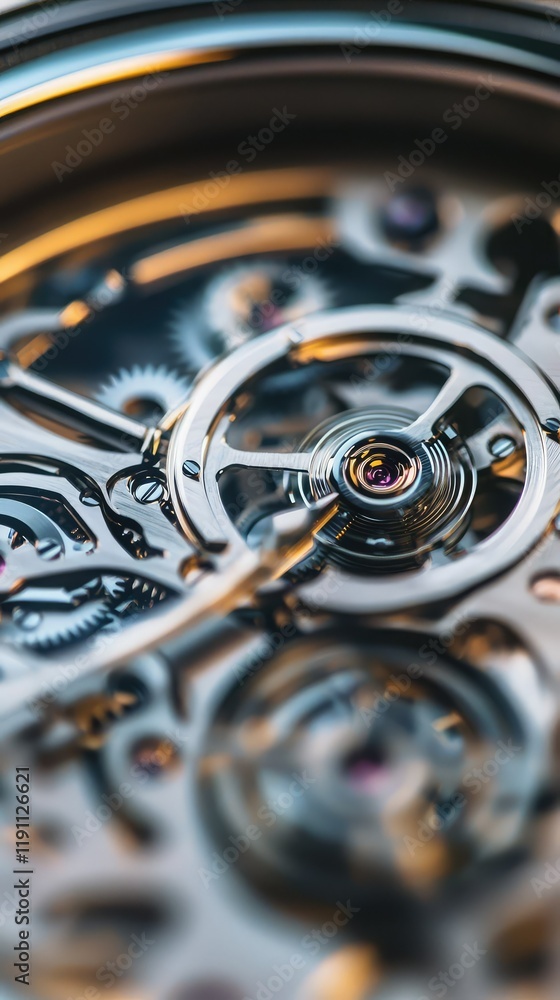 Poster intricate close-up of modern watch movement with gears and cogs