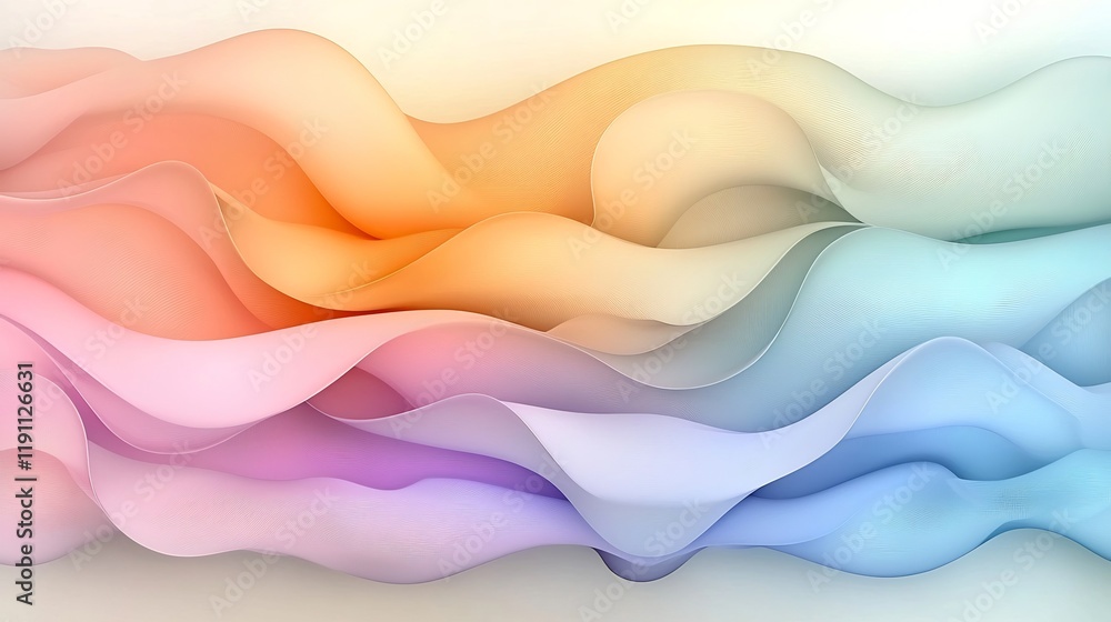 Poster soothing abstract pattern with gently curving rhythmic forms in a harmonious neutral color palette c