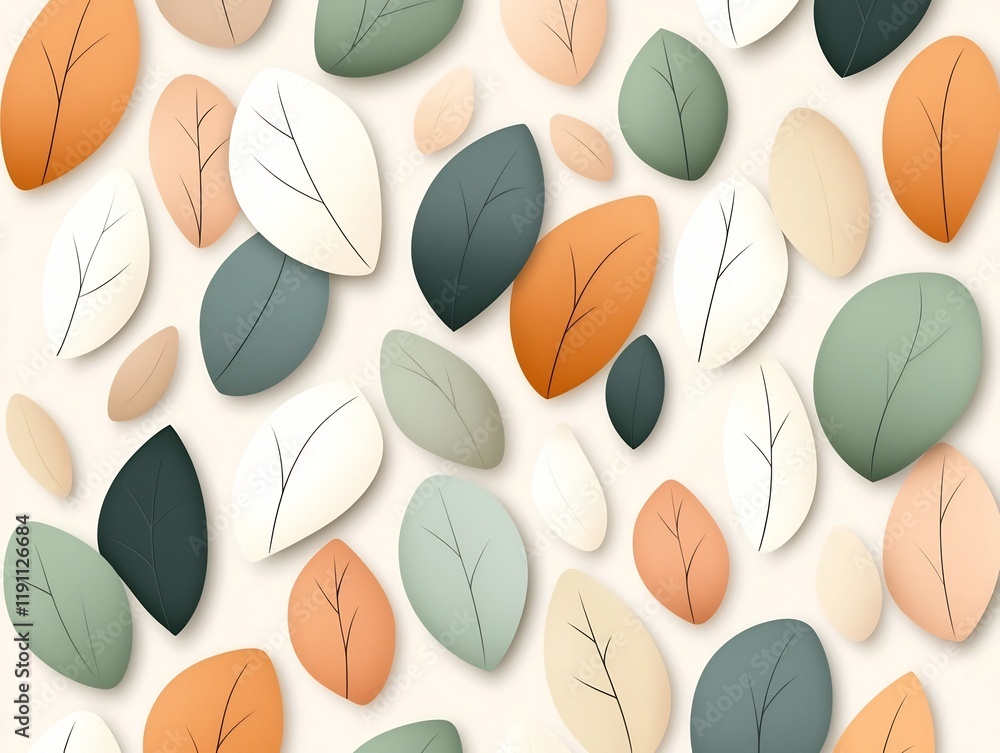 Poster soft abstract pattern with a delicate flowing design of curved shapes in a calming color scheme of p