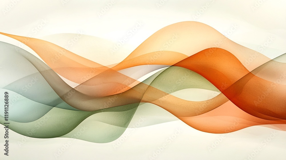 Poster serene and harmonious abstract pattern featuring smooth organic lines in a muted earthy color palett