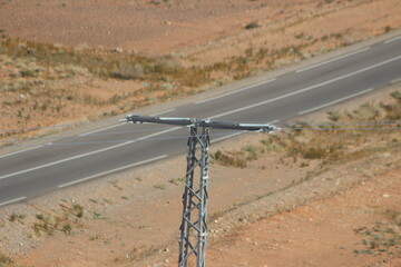 An electric pole with wires