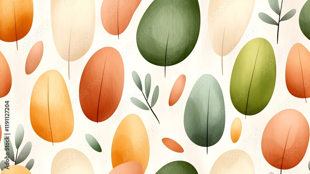 Poster serene abstract pattern featuring smooth organic lines in a harmonious color combination of muted ea