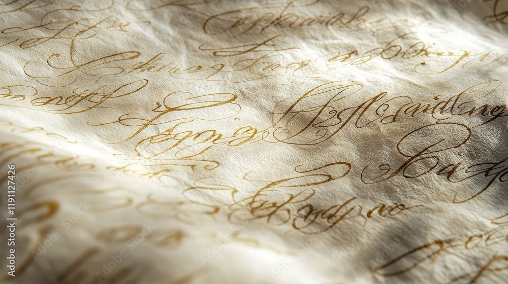 Poster elegant gold script on soft fabric background for artistic design