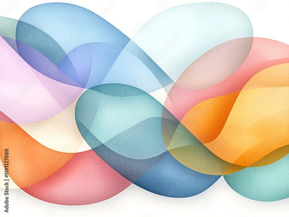 Poster soft abstract pattern with a delicate flowing design of curved shapes in a calming color scheme of p
