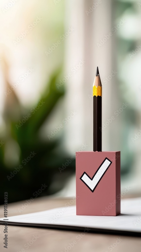 Poster goal setting achievement timeline concept. close-up of a minimalist pencil marking progress on a sim