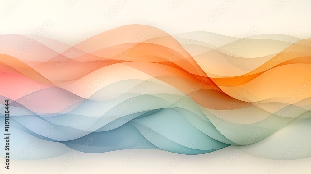 Poster flowing abstract shapes with organic curved lines soft pastel colors and hazy muted tones create a s