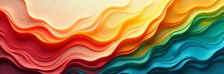 Obraz premium Vibrant abstract waves in warm and cool colors, creating a dynamic visual experience.