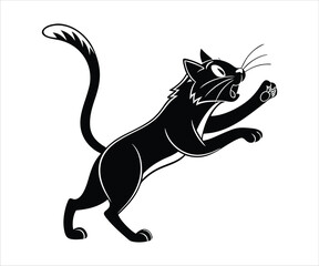 Cute cat angry face silhouette vector on white background