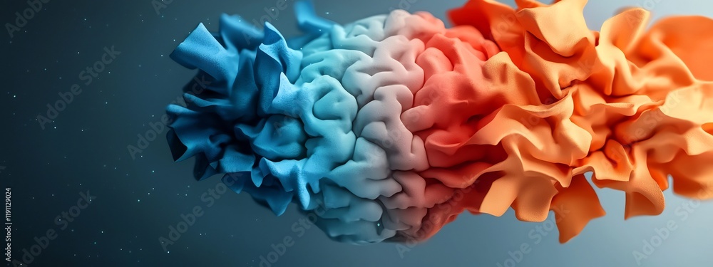 Poster vibrant and fluid abstract depicting neural patterns and brainwave frequencies representing differen