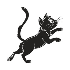 Cute cat smile face silhouette vector on white background