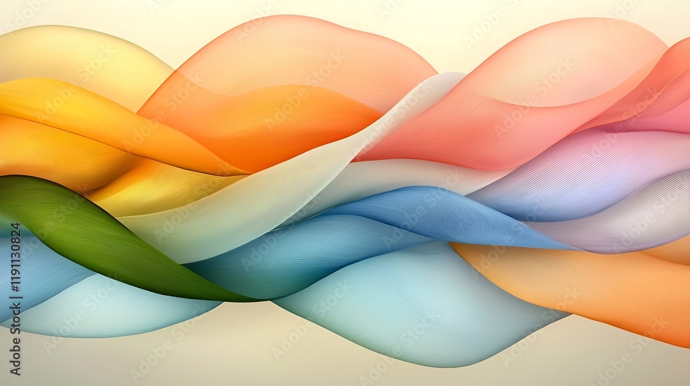 Poster elegant abstract wallpaper displaying interlacing curving lines in a tranquil color range featuring 