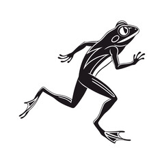 Running frog silhouette, Running animale, isolated vector silhouette.