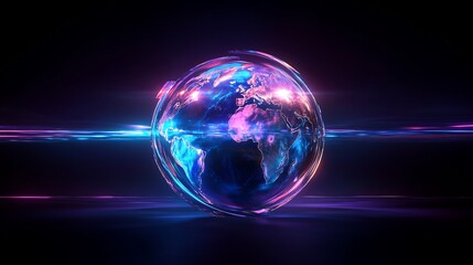 Vibrant 3D Render: Glowing Earth Illustration, Futuristic Style. AI Generated