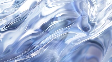 Abstract flowing silver liquid with smooth waves and light reflections. Cool, metallic texture with dynamic ripples. Ideal for modern backgrounds and design elements.

