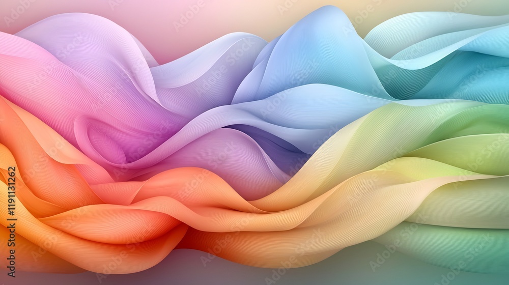 Poster elegant abstract wallpaper showcasing interlacing curving lines in a tranquil color range of soft pa
