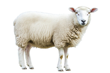 Fototapeta premium Close-Up of a Fluffy White Sheep in the Field