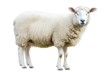 Close-Up of a Fluffy White Sheep in the Field