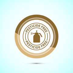 Pesticide free icon design illustration. Certified natural product sticker symbol illustration. Gold color button design