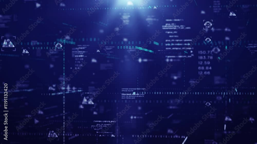 Poster big data technology background. motion of digital data flow. transferring of big data. artificial in
