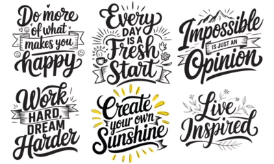 Fototapete Motivational Calligraphy T-Shirt Design Bundle with Inspirational Quotes for Creative Apparel © Laila
