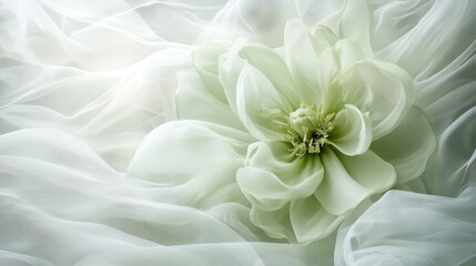 Soft white flower on flowing fabric, used for backgrounds or subtle design accents