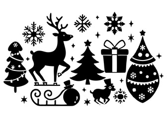 set of christmas elements