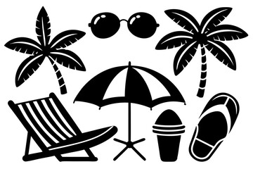 set of beach icons