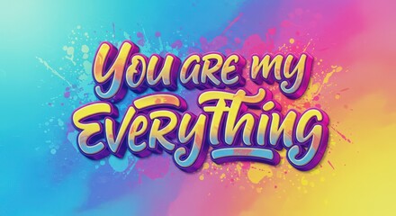 Fototapeta premium Colorful Expression: 'You Are My Everything': An artistic rendering, full of vibrant colors, spells out the loving phrase. This piece will evoke feelings of love and togetherness.
