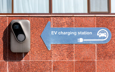 Electric Vehicle Charging Station. Charge Point for Electro Car