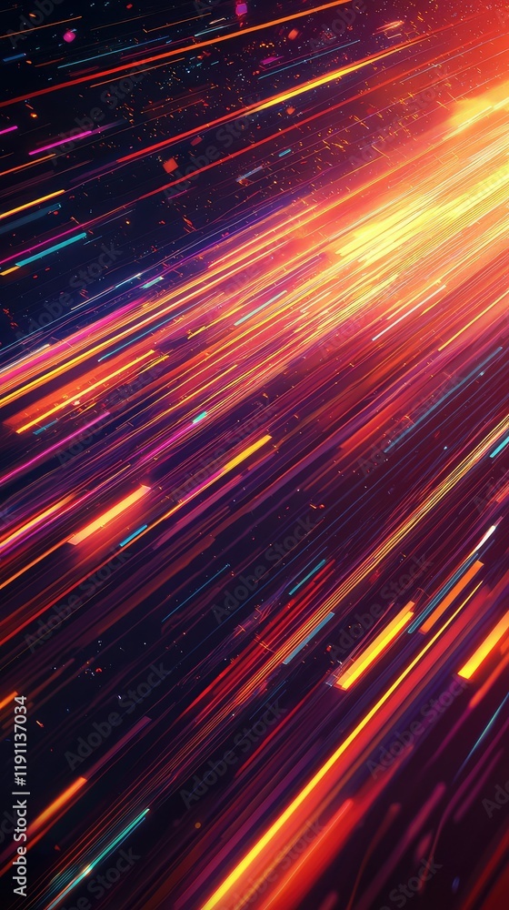 Poster vibrant abstract motion blurs of light in dynamic color streams