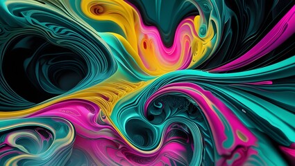 Swirling Abstract Patterns with Vivid Colors on a Dark Canvas for Bold Digital Designs