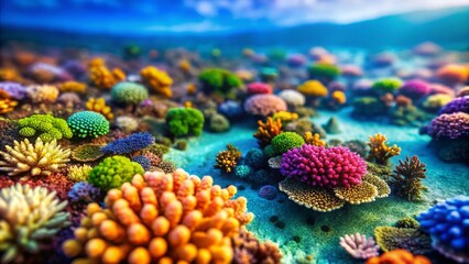 Vibrant Great Barrier Reef Coral, Underwater Paradise, Tilt-Shift Miniature World