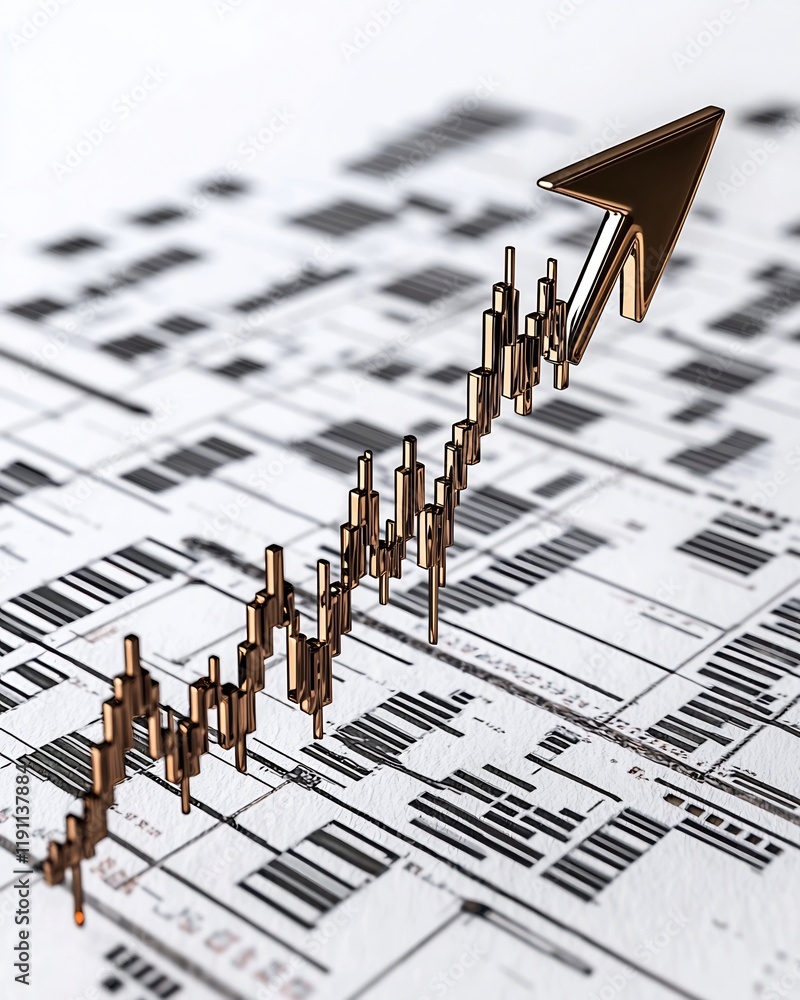 Poster upward moving financial chart with directional arrow symbolizing economic advancement and stability 