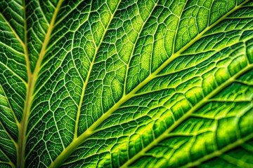 Vibrant Green Leaf Macro: Botanical Texture Details, Nature Close-Up