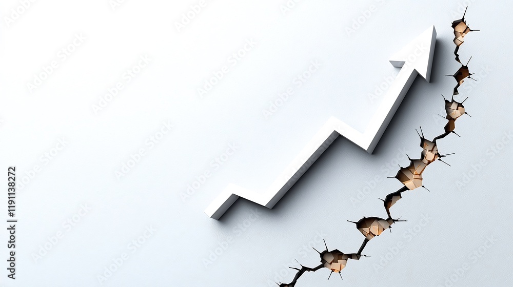 Poster upward trending financial chart with arrow and data points representing positive market performance 