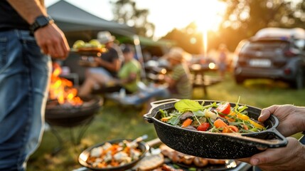 Obraz premium Vibrant food truck scene at city festival a focused look at culinary delights on wheels