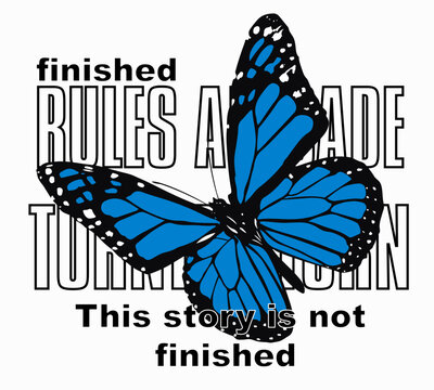 Estampa mariposa con frases inspiradoras sobre fondo blanco