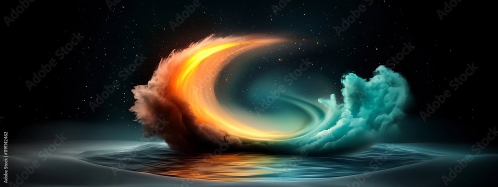 Poster mesmerizing cosmic spiral a breathtaking visualization of radio wave propagation through the vast ex